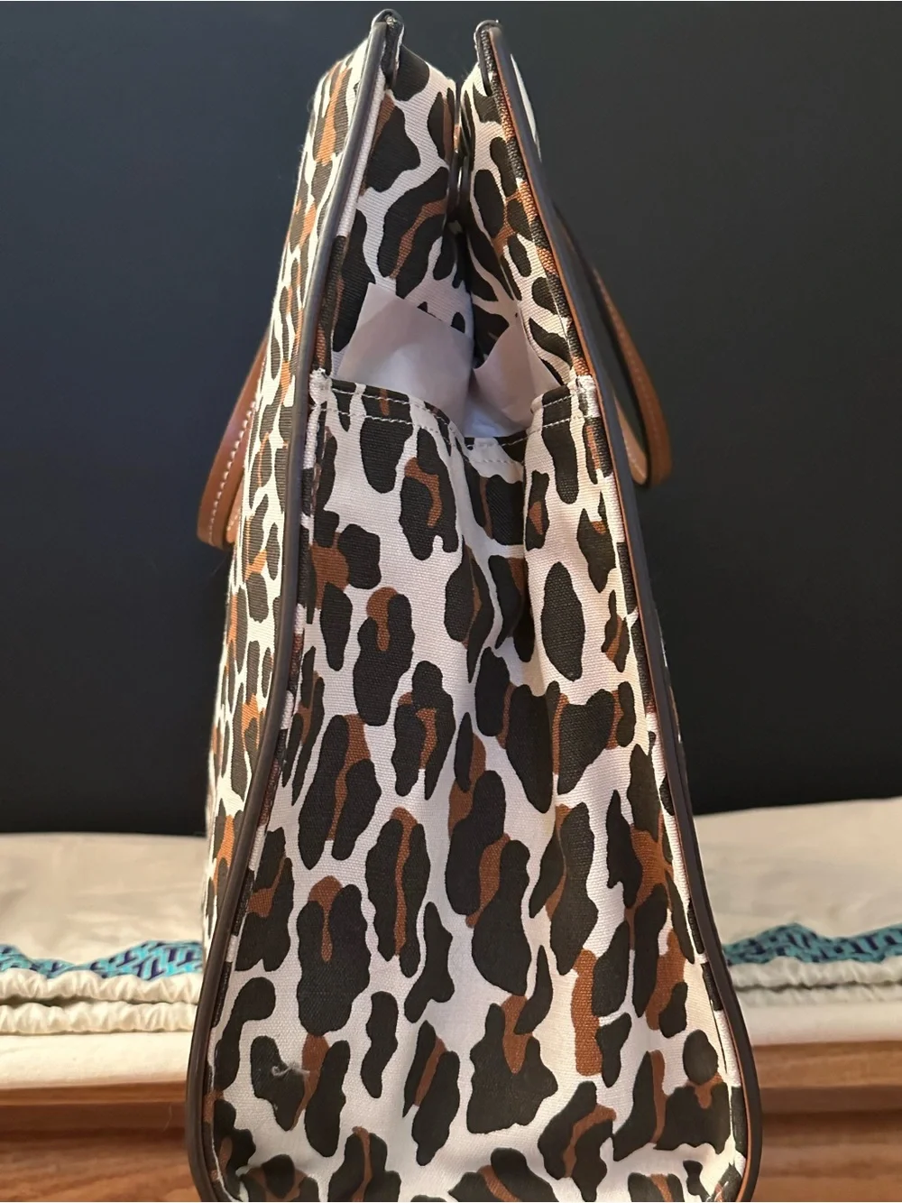 Tory Burch Ella Leopard Canvas Tote Large